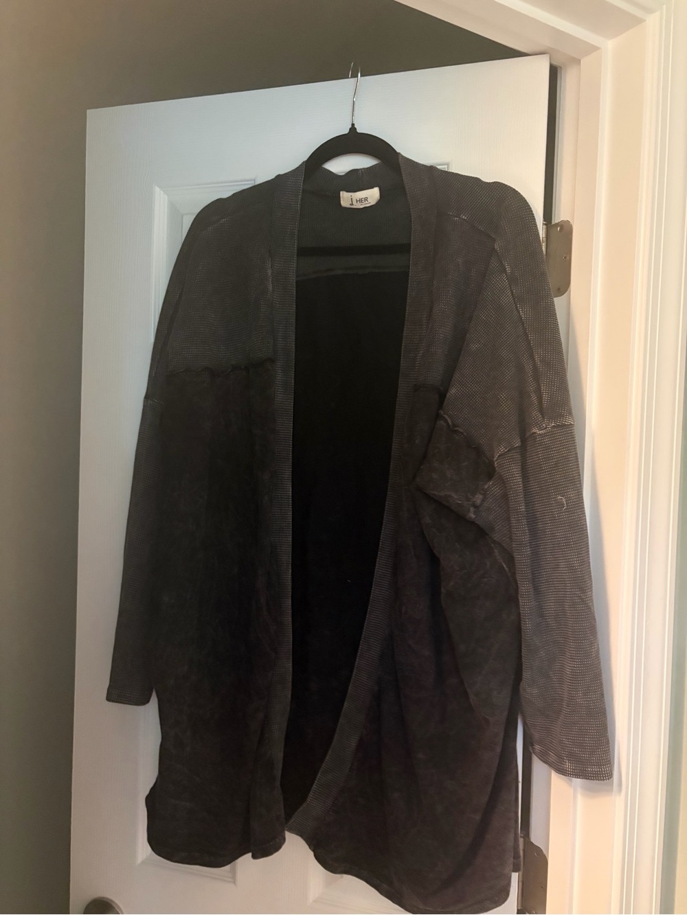 Women's Open-Front Black Draped cardigan